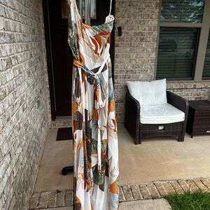 One shoulder Leaf Print jumpsuit size L